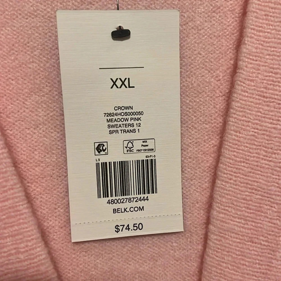 Crown & Ivy XXL Pink V Neck Sweater NWT w Gold Heart Snap Buttons Valentine’s 💌 - Picture 10 of 11